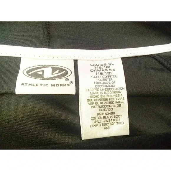 ATHLETIC WORKS BLACK FULL ZIP HOODED ATHLETIC JACKET WOMENS XL(16/18) - Picture 3 of 3